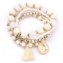 Multi bracelets perles blanches 